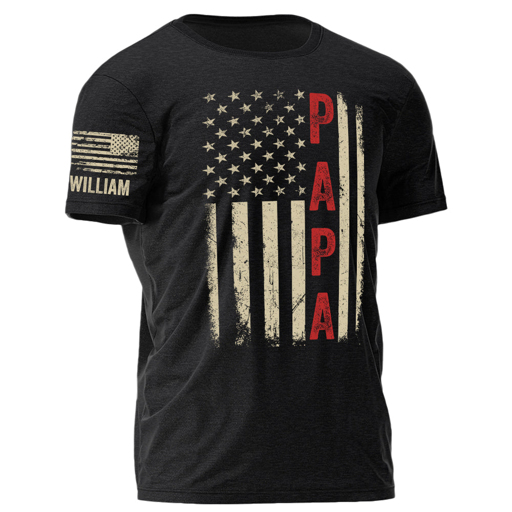 Vintage American Flag US Papa Father's Day Personalized Shirt For Dad Grandpa H2511