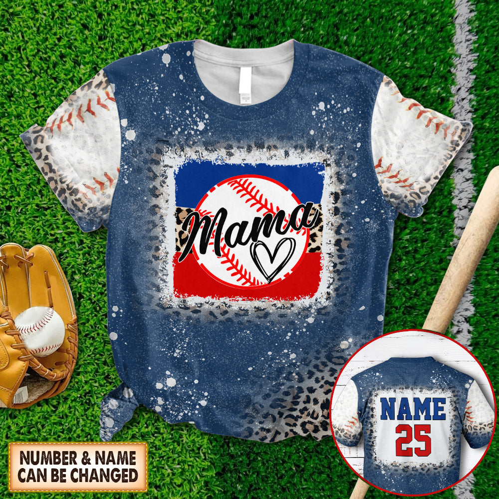 Personalized Shirts Baseball Mom Grandma Red Blue Leopard 3D All Over Print Shirts For Baseball Mom, Grandma Other Hk10 -