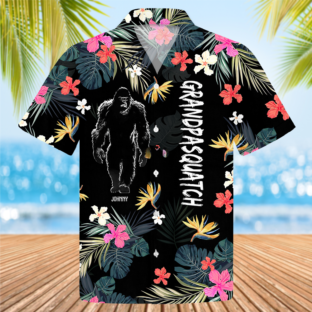 Papasquatch, Like A Grandpa, Just Way More Squatchy - Personalized Bigfoot Hawaiian Shirt