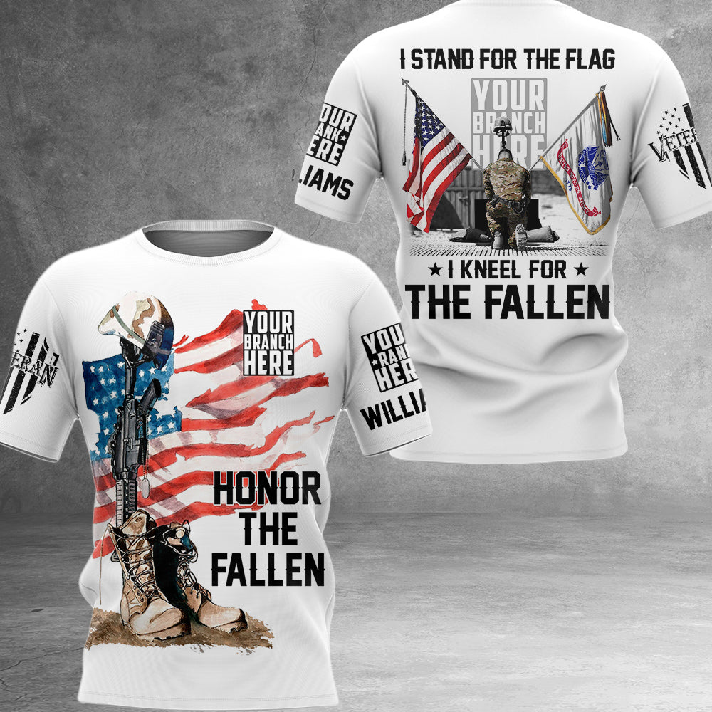 I Stand For The Flag I Kneel For The Fallen Personalized All Over Print Shirt For Veteran H2511