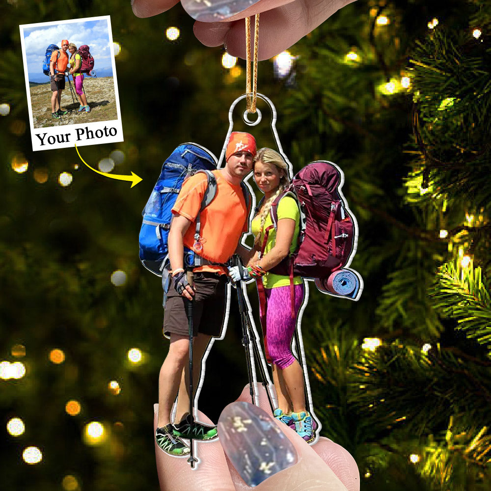 Custom Photo Acrylic Ornament Gift For Hiking Lovers - Personalized Upload Photo Acrylic Ornament For Hiking Club