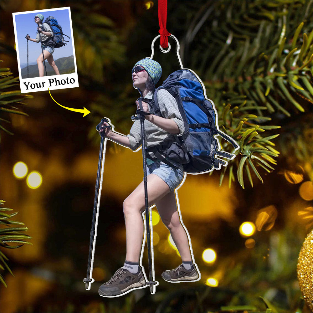 Custom Photo Acrylic Ornament Gift For Hiking Lovers - Personalized Upload Photo Acrylic Ornament For Hiking Club