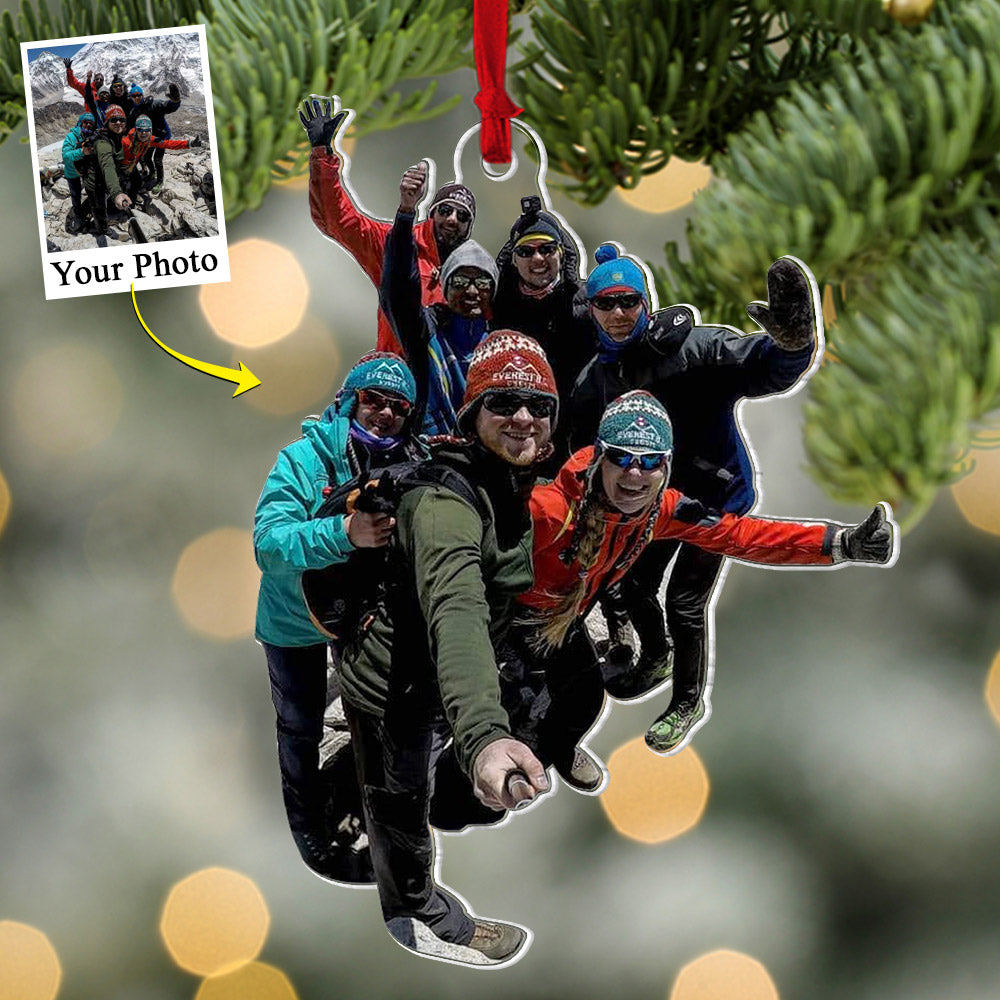 Custom Photo Acrylic Ornament Gift For Hiking Lovers - Personalized Upload Photo Acrylic Ornament For Hiking Club