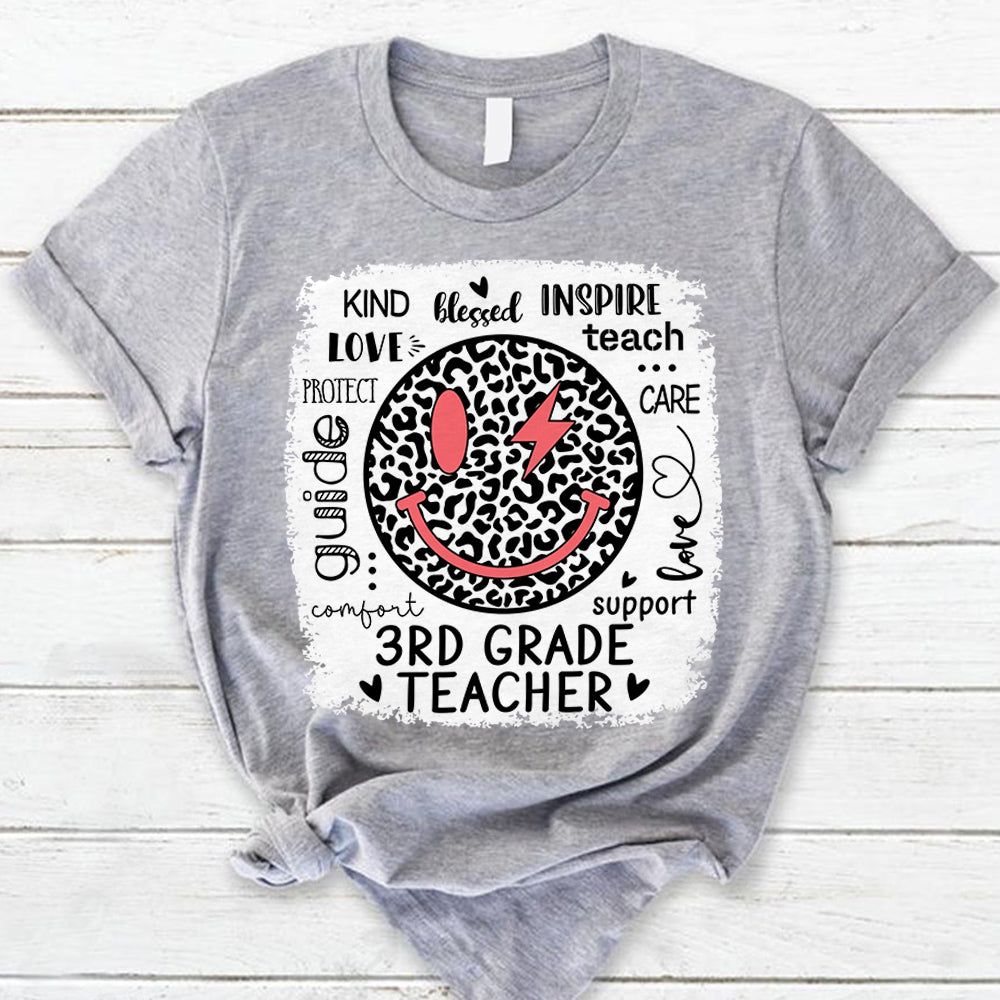 Personalized Retro Leopard Smiley 3Rd Grade Teacher For Teacher And Student