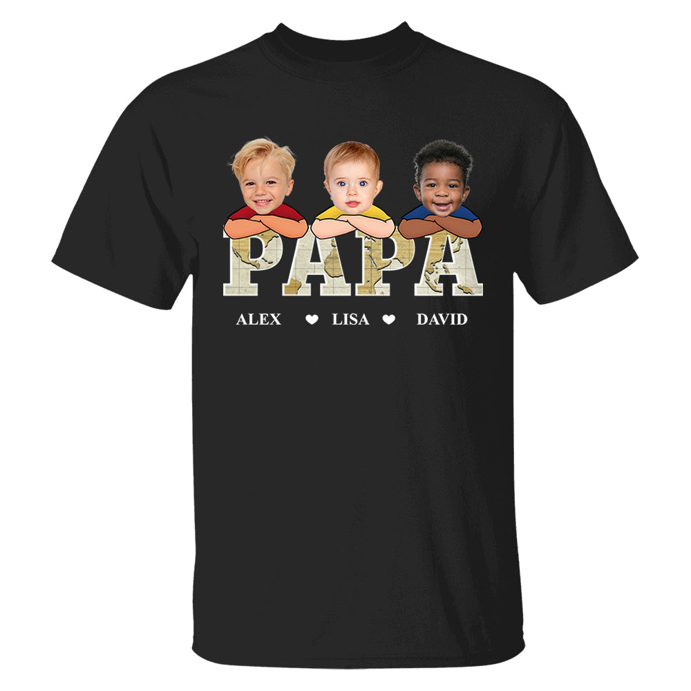 Custom Kid Face Papa Grandpa - Personalized Photo Shirt Gift For Father's Day