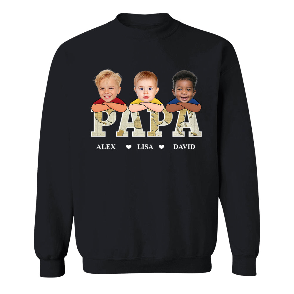 Custom Kid Face Papa Grandpa - Personalized Photo Shirt Gift For Father's Day