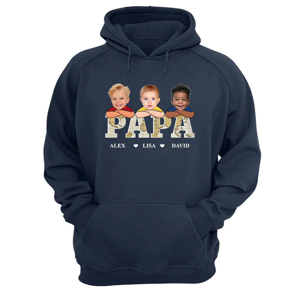 Custom Kid Face Papa Grandpa - Personalized Photo Shirt Gift For Father's Day
