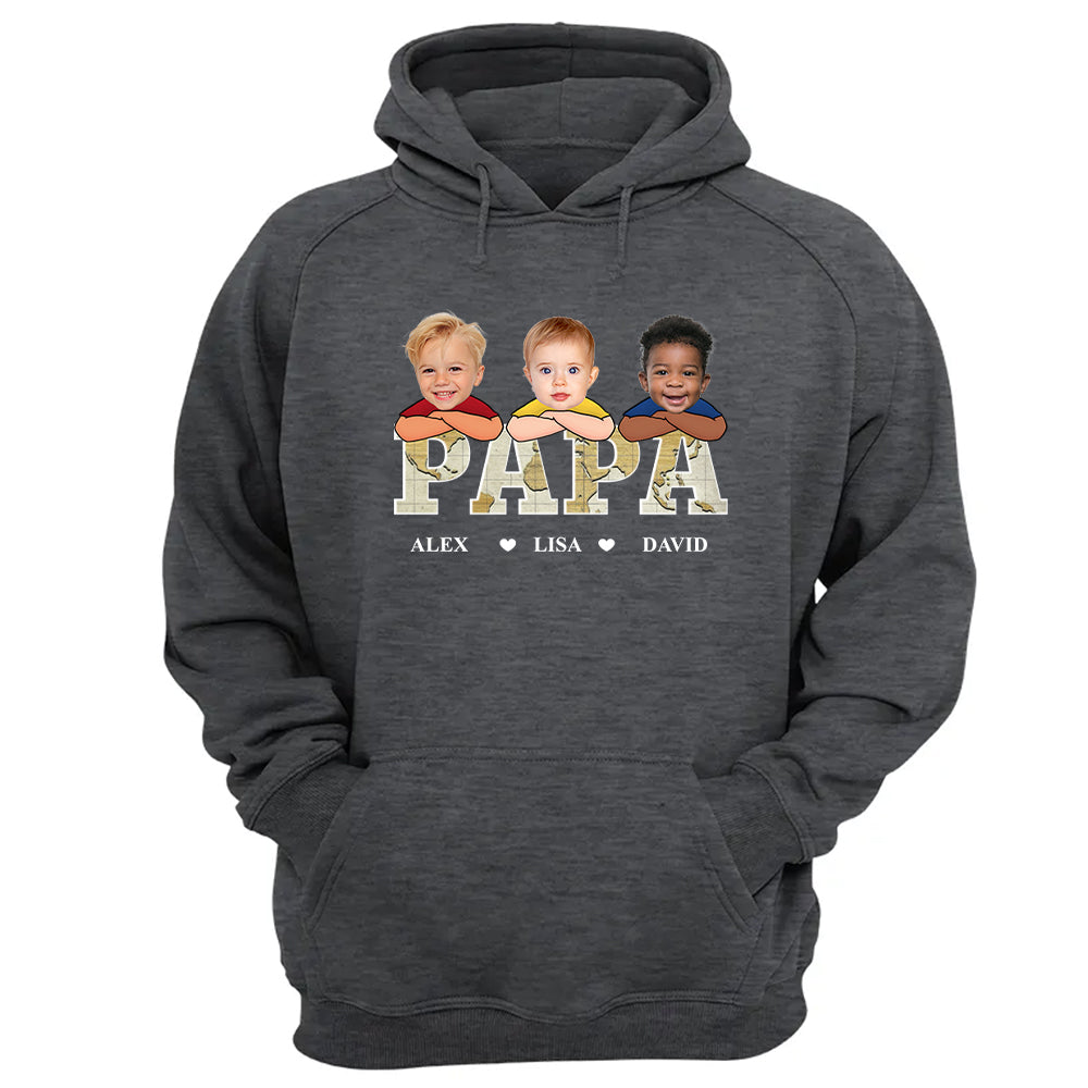 Custom Kid Face Papa Grandpa - Personalized Photo Shirt Gift For Father's Day