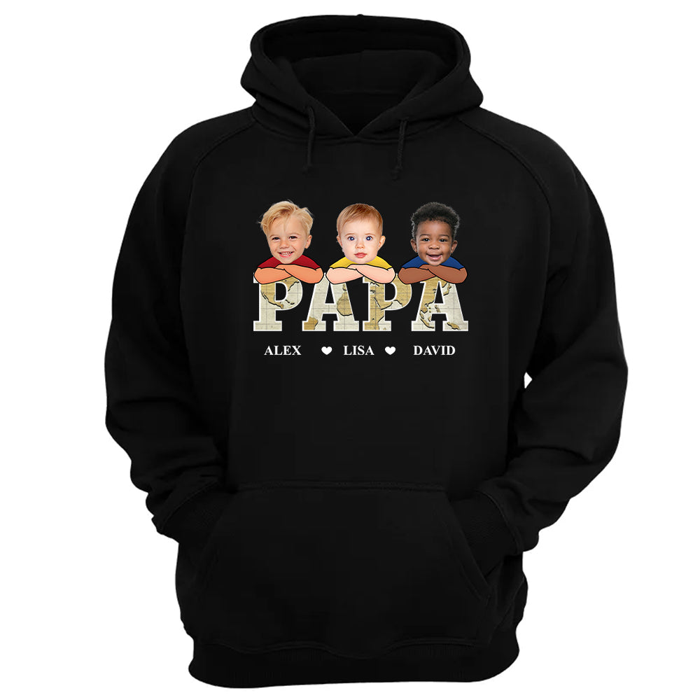 Custom Kid Face Papa Grandpa - Personalized Photo Shirt Gift For Father's Day
