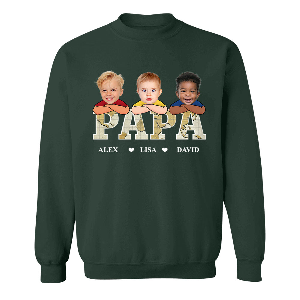 Custom Kid Face Papa Grandpa - Personalized Photo Shirt Gift For Father's Day