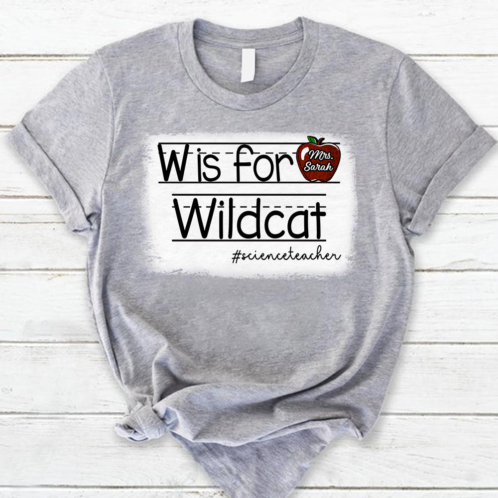 Personalized Wildcats Custom Apple Name Teacher T-Shirt