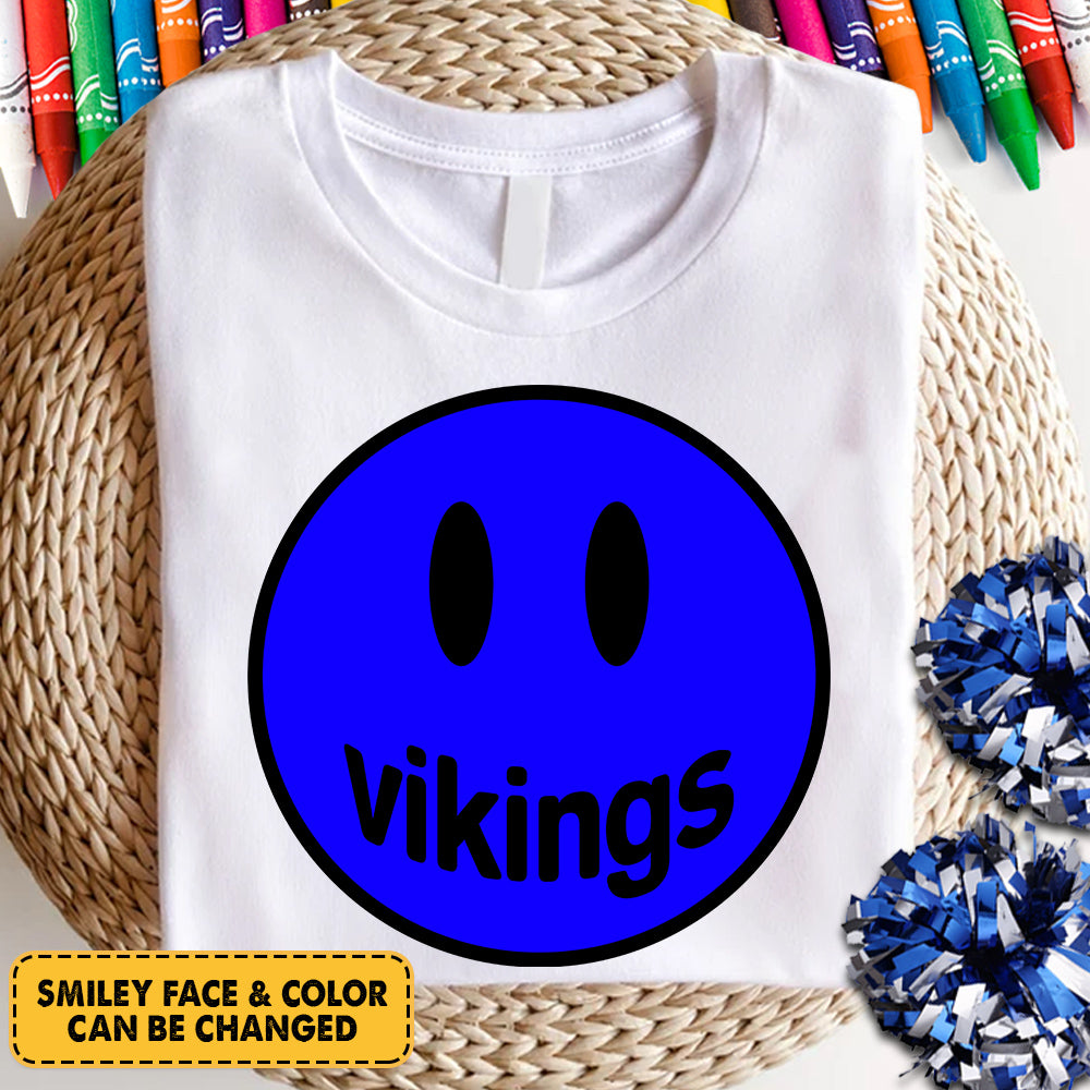 Personalized Vikings Colorful Smiley Face Mascot School T-Shirt Hk10