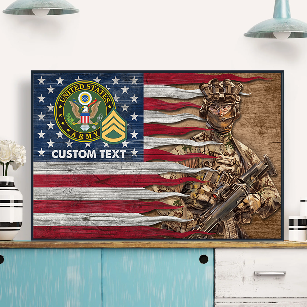 Personalized Canvas And Poster Rustic Flag America Custom For Veterans K1702