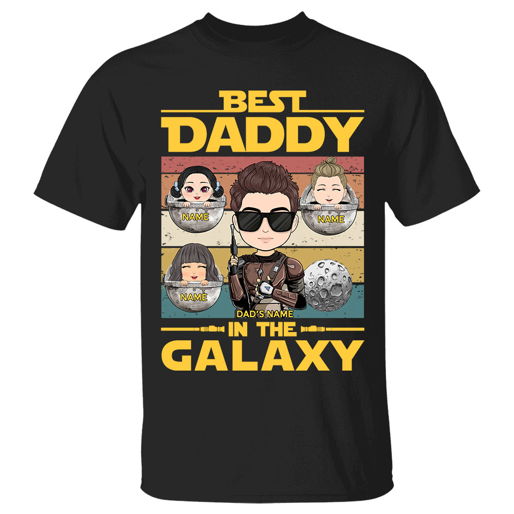 Best Daddy In The Galaxy - Personalized Shirt For Dad Mom Custom Nickname With Kids
