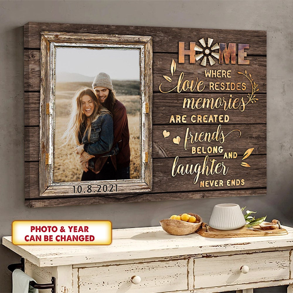 Personalized Couple Canvas Home Where Love Resides Memories Are Created Friends Belong And Laughter Never Ends Canvas