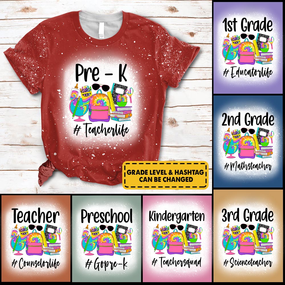 Personalized School Grade Level Custom Hashtag Teacher All Over Print Shirt