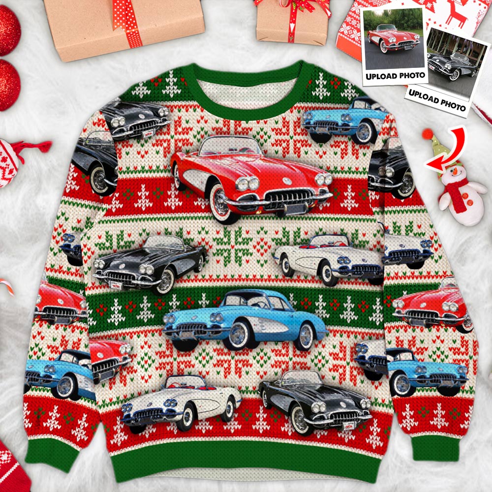 Personalized Shirt Custom Car Photo Ugly Sweater Shirt For Car Lovers Christmas H2511