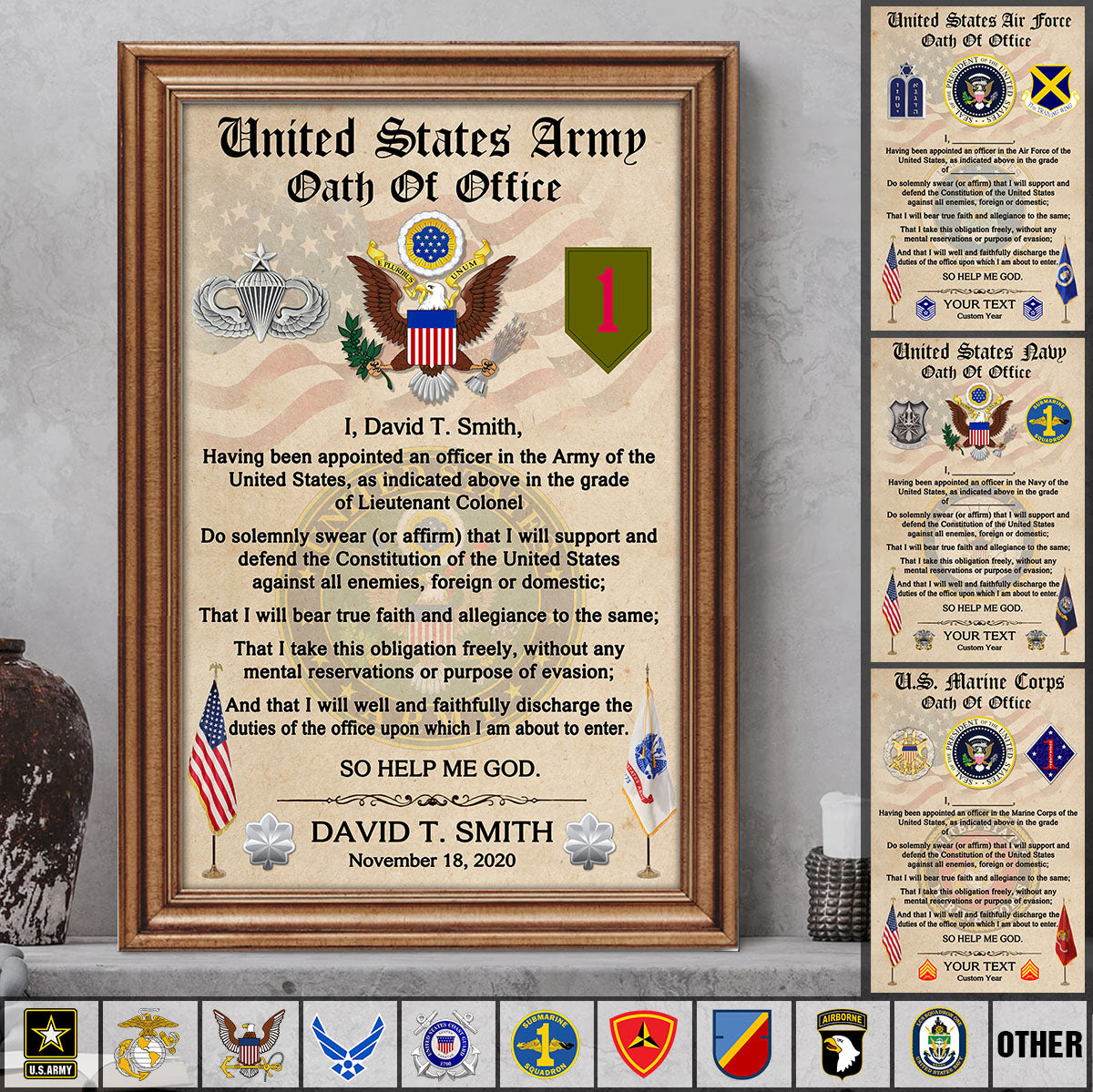 Personalized Canvas And Poster Officer Oath Of Office Gift For Veterans K1702