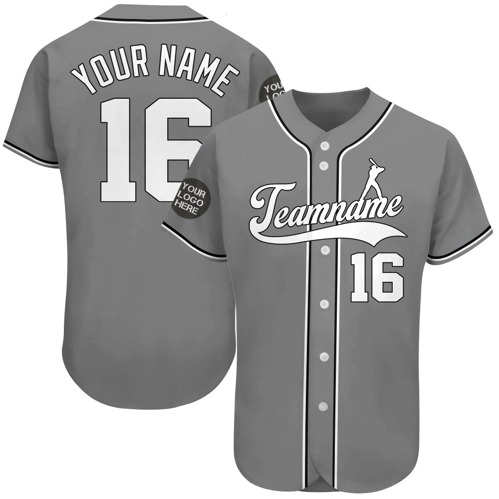 Custom Logo Name Number Grey Baseball Jersey