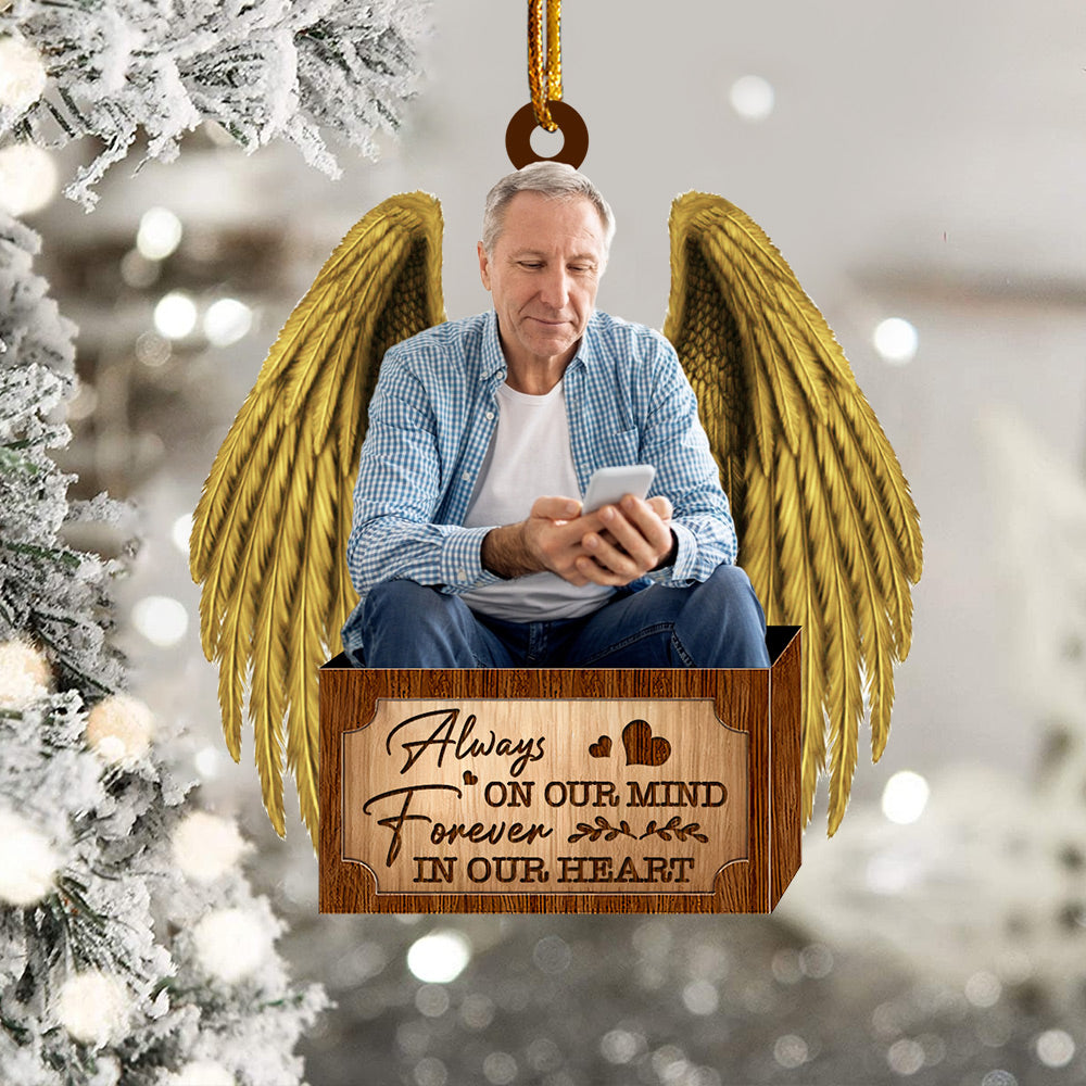 Always On Our Mind Forever In Our Heart Personalized Memorial Wings Ornament