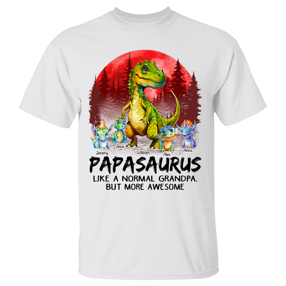 Papasaurus Like A Normal Grandpa But Only Awesome Personalized Shirt With Kids