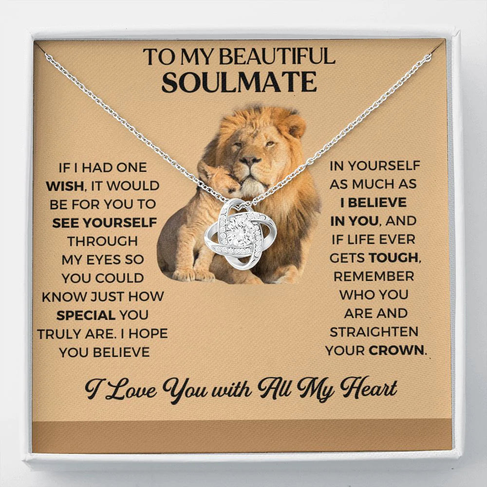 To My Soulmate - Thank You Gift - I Love You With All My Heart Love Knot Necklace