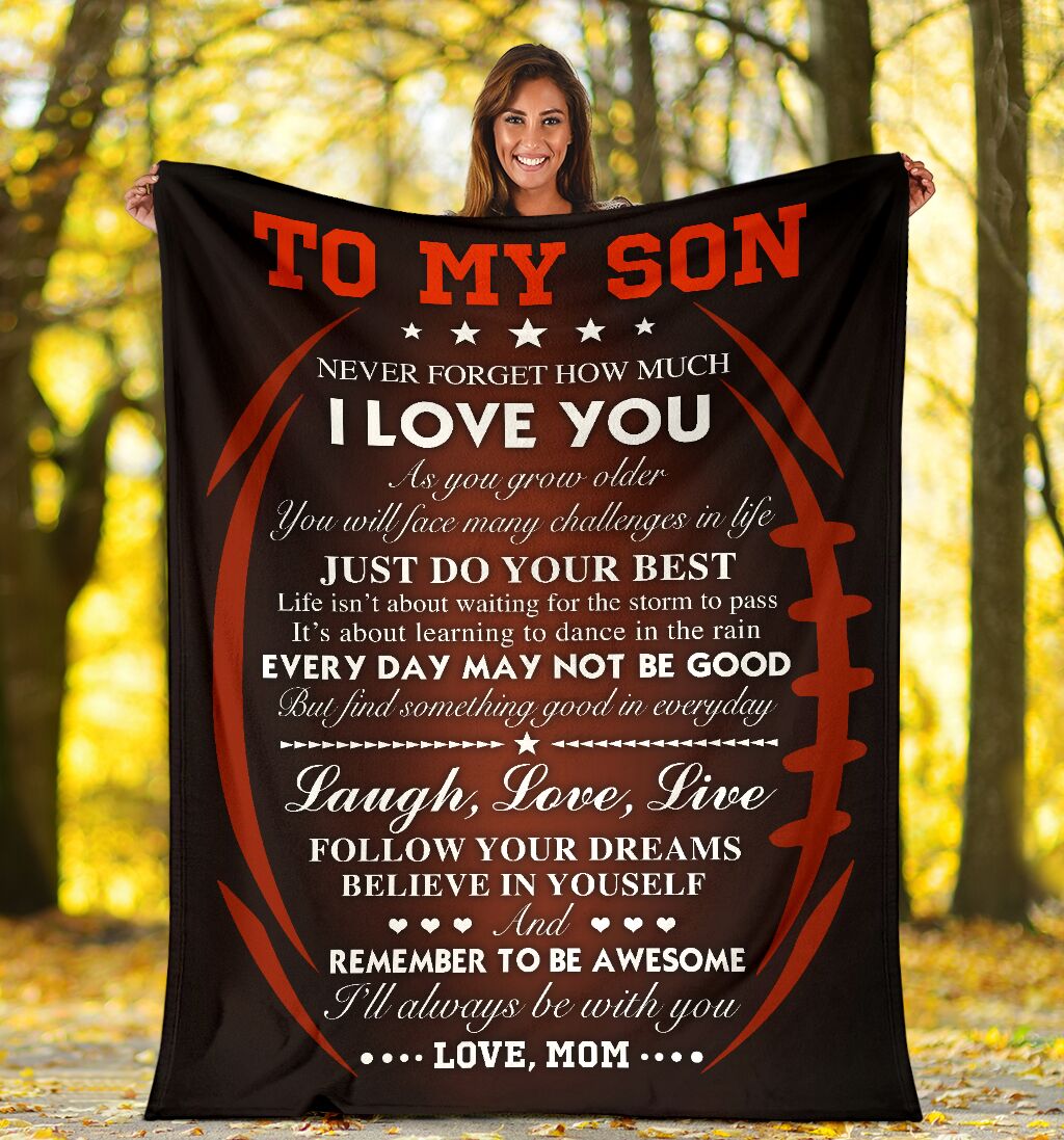 To My Son I Will Always Be With You Football Custom Blanket Gift For Son