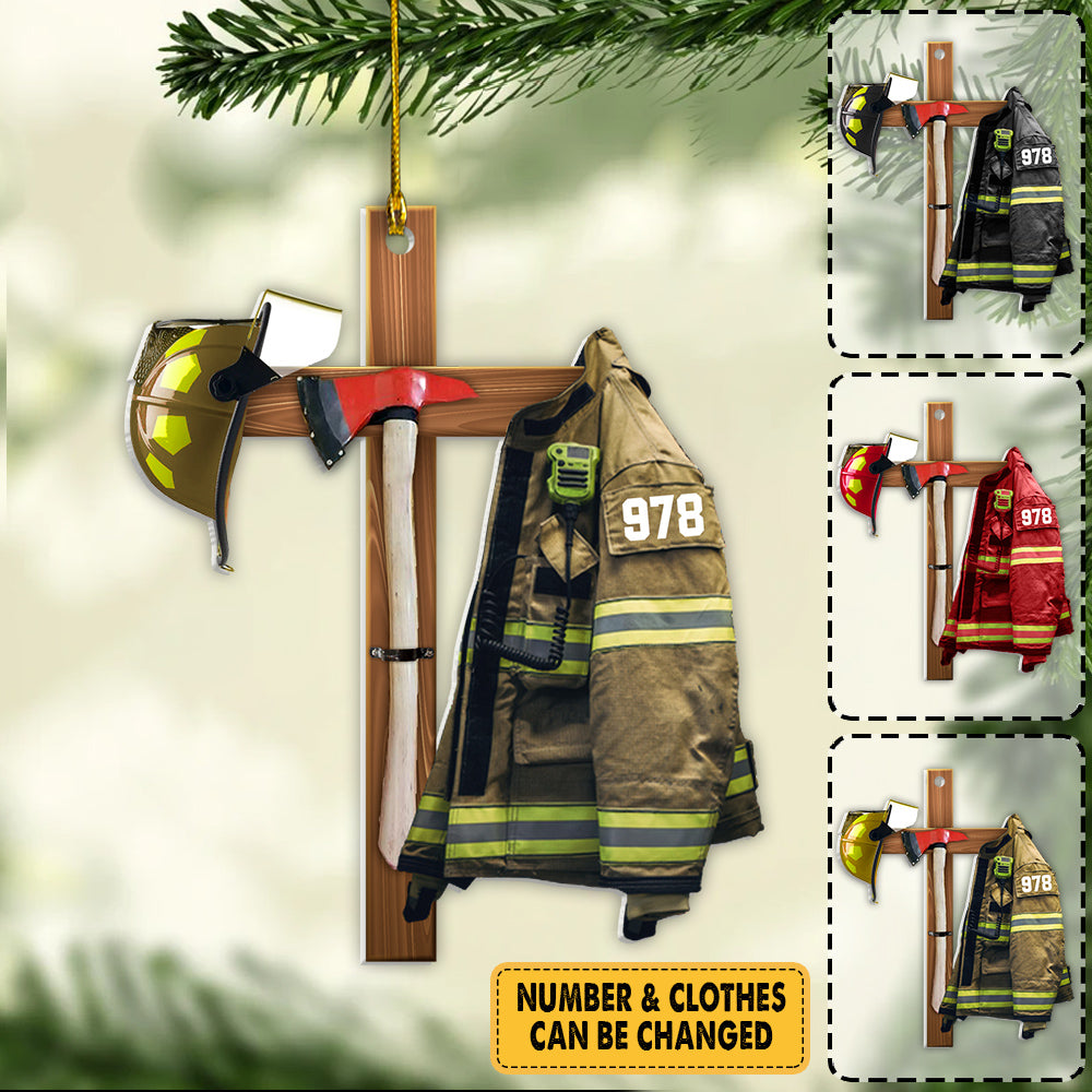 Firefighter Cross Personalized Ornament Gift For Firefighter Fireman K1702