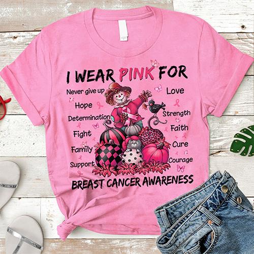 I Wear Pink For Breast Cancer Awareness Shirt, Breast Cancer Awareness Halloween Shirt.