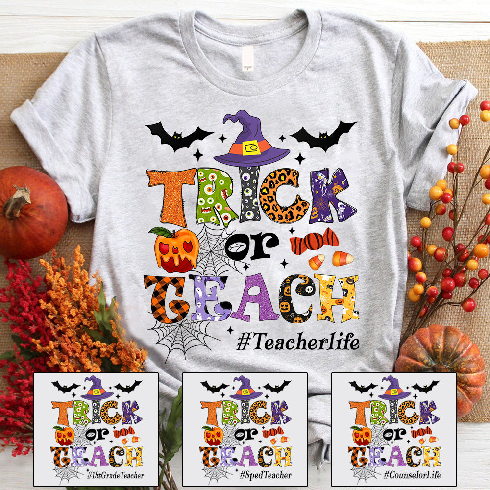 Personalized Trick Or Teach Halloween Shirt Halloween Shirts For Teachers K1702