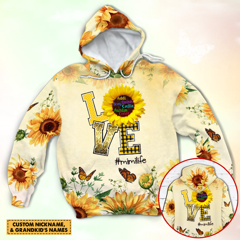 Personalized Love Mimlife Sunflower Sunflower All Over Print 3D Shirts For Grandma