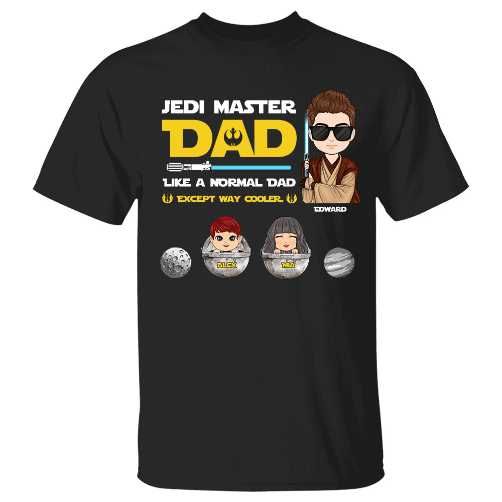 Jedi Master Dad - Personalized Shirt Gift For Dad Mom Custom With Kids