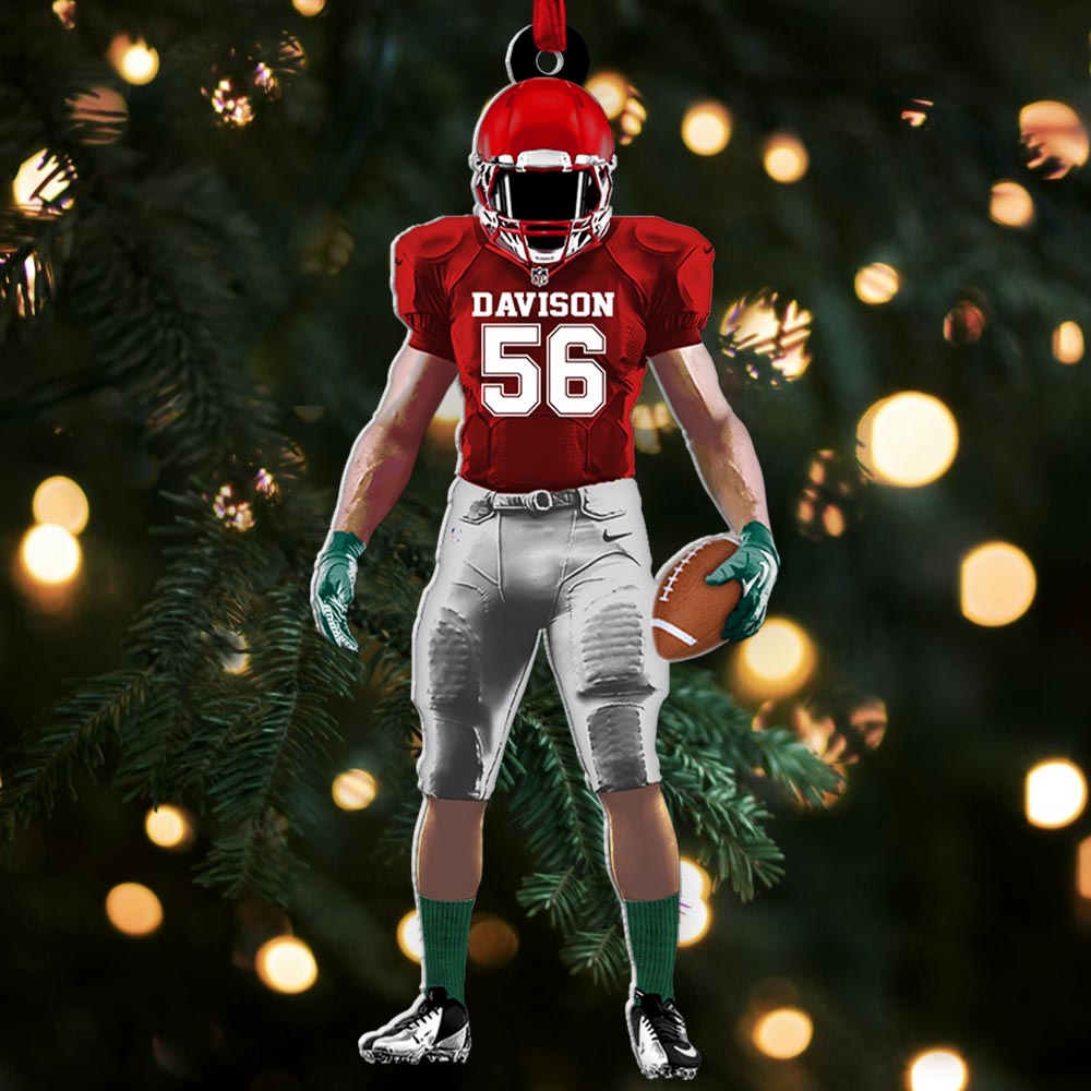 Personalized Football Player Ornament Gift For Football Lovers - Personalized Acrylic Ornament