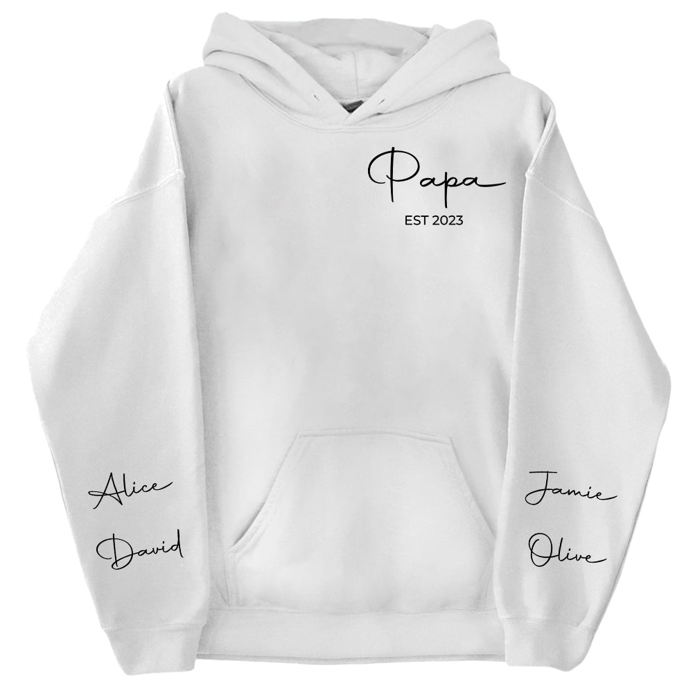 Personalize Papa Sweatshirt with Grandkids Names on Sleeve, Grandpa Sweatshirt, Abuelo Sweatshirt, Fathers Day Gift, New Grandpa Gift