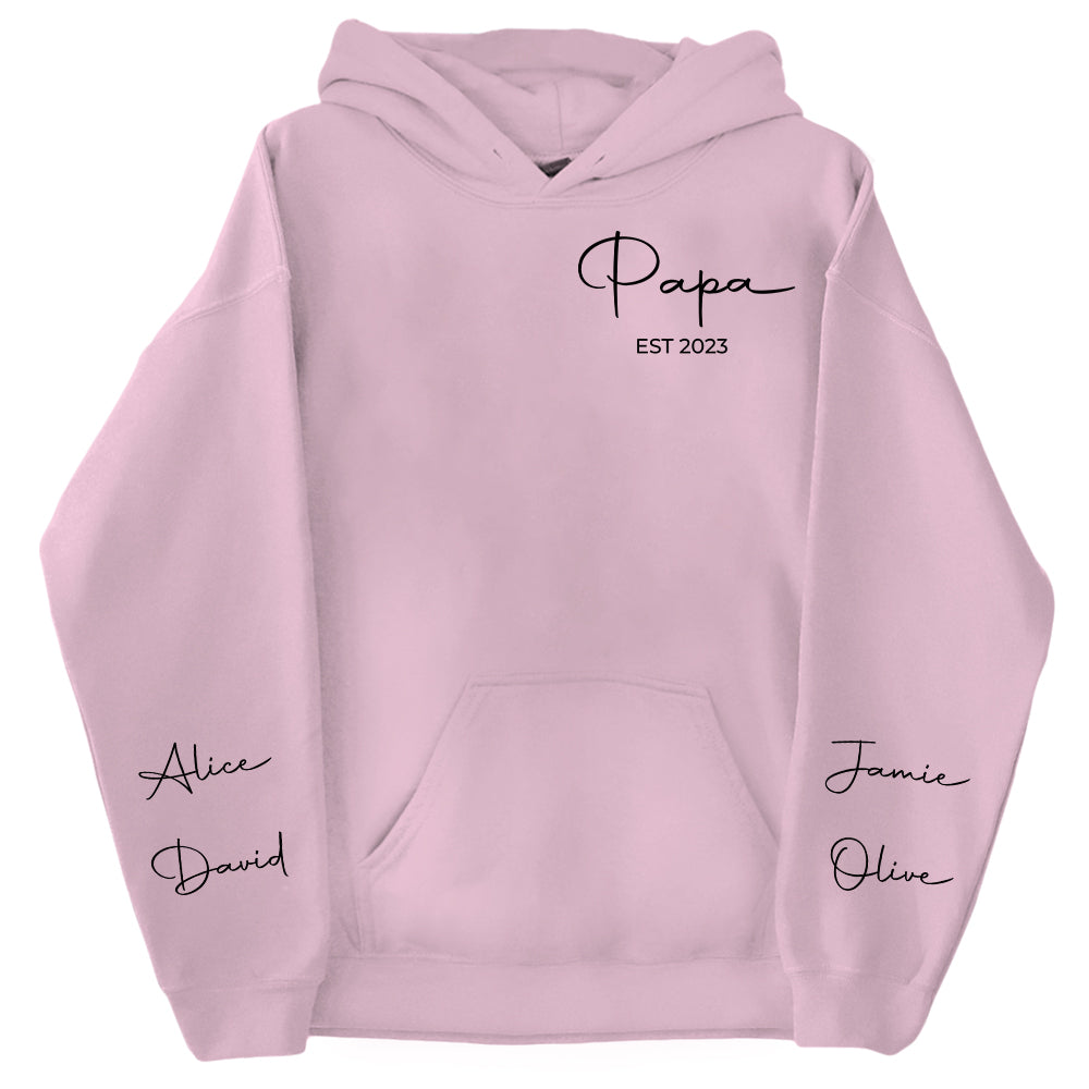 Personalize Papa Sweatshirt with Grandkids Names on Sleeve, Grandpa Sweatshirt, Abuelo Sweatshirt, Fathers Day Gift, New Grandpa Gift