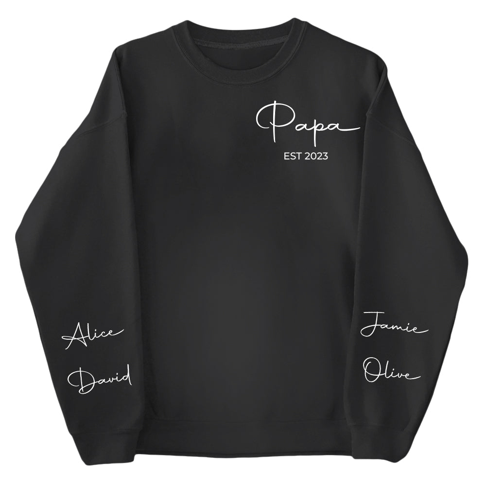 Personalize Papa Sweatshirt with Grandkids Names on Sleeve, Grandpa Sweatshirt, Abuelo Sweatshirt, Fathers Day Gift, New Grandpa Gift