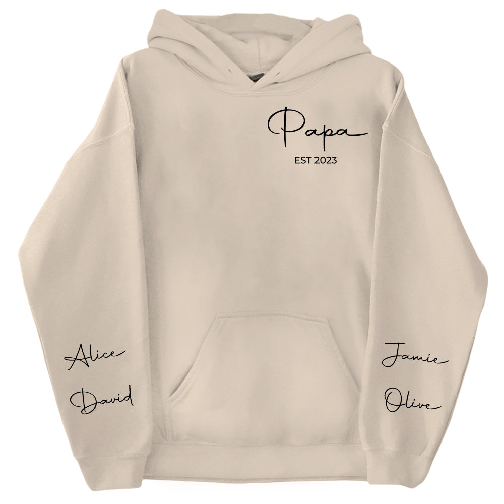 Personalize Papa Sweatshirt with Grandkids Names on Sleeve, Grandpa Sweatshirt, Abuelo Sweatshirt, Fathers Day Gift, New Grandpa Gift