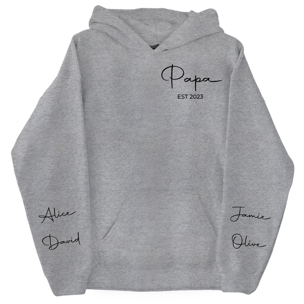 Personalize Papa Sweatshirt with Grandkids Names on Sleeve, Grandpa Sweatshirt, Abuelo Sweatshirt, Fathers Day Gift, New Grandpa Gift