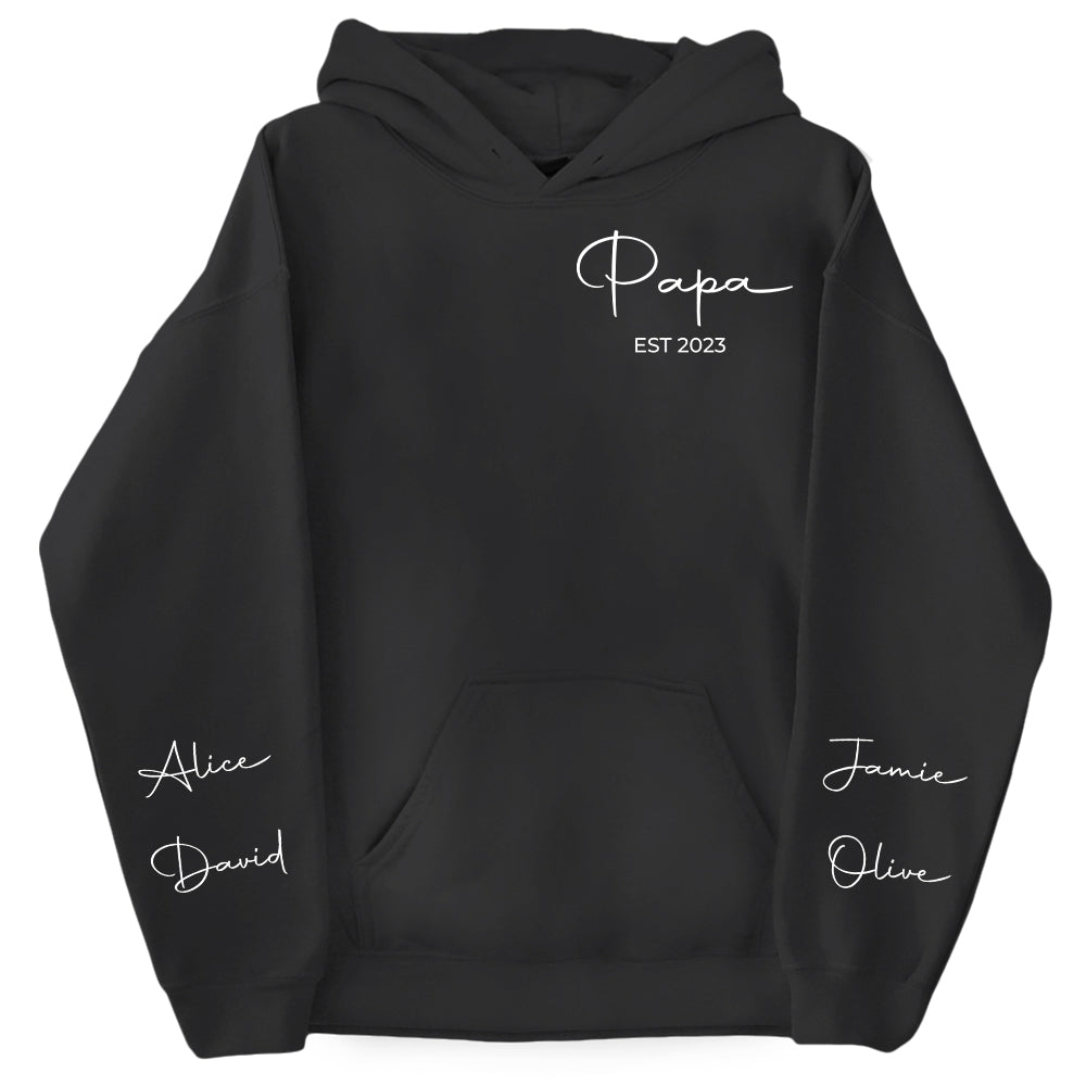Personalize Papa Sweatshirt with Grandkids Names on Sleeve, Grandpa Sweatshirt, Abuelo Sweatshirt, Fathers Day Gift, New Grandpa Gift
