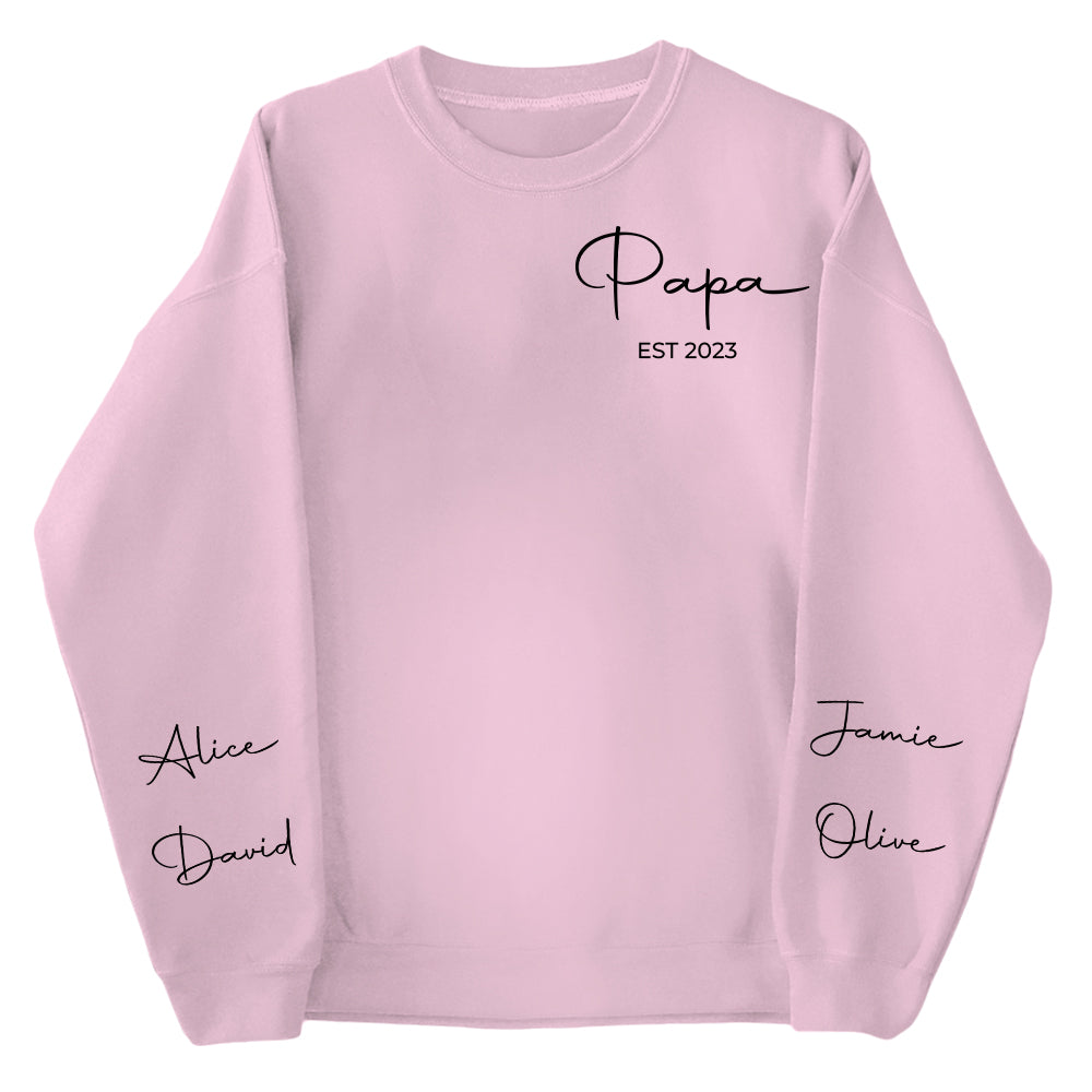 Personalize Papa Sweatshirt with Grandkids Names on Sleeve, Grandpa Sweatshirt, Abuelo Sweatshirt, Fathers Day Gift, New Grandpa Gift