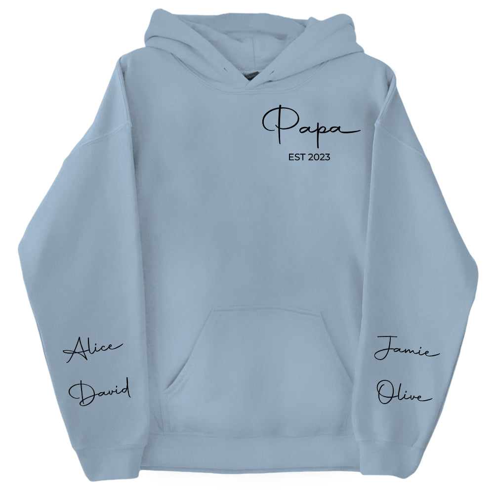 Personalize Papa Sweatshirt with Grandkids Names on Sleeve, Grandpa Sweatshirt, Abuelo Sweatshirt, Fathers Day Gift, New Grandpa Gift