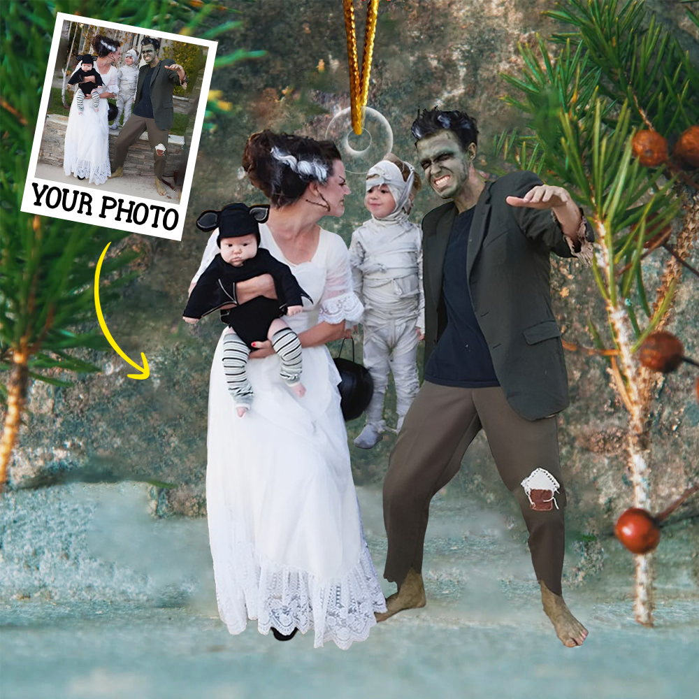 Custom Photo Ornament Gift For Family - Personalized Photo First Christmas Family Ornament