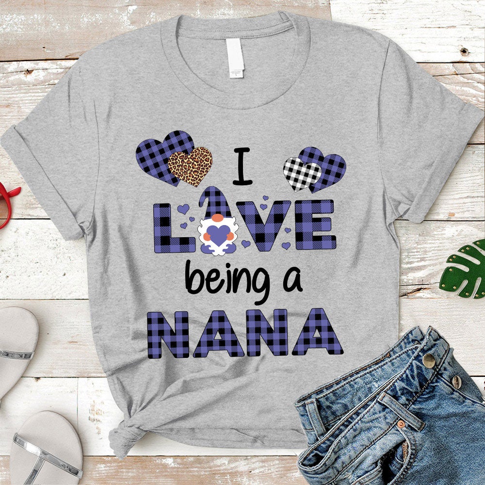 Personalized I Love Being Nana Gnome Buffalo Plaid Shirt Gìtsfor Grandma