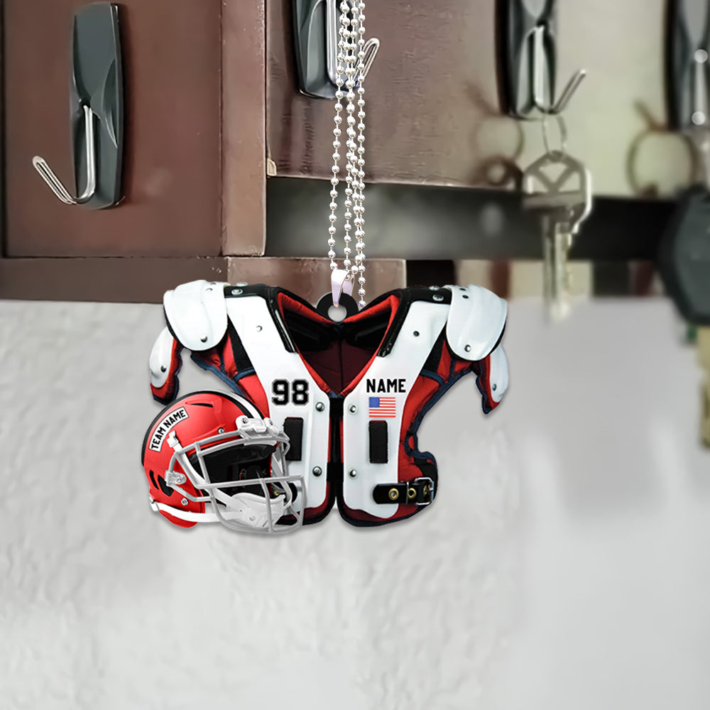 American Football Shoulder Pads Helmet Car Ornament