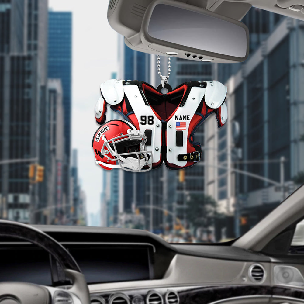 American Football Shoulder Pads Helmet Car Ornament