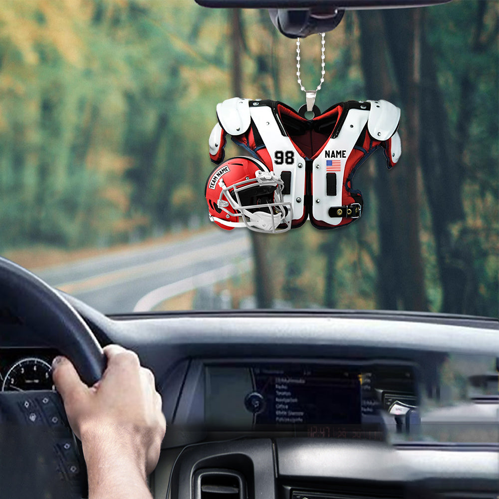 American Football Shoulder Pads Helmet Car Ornament