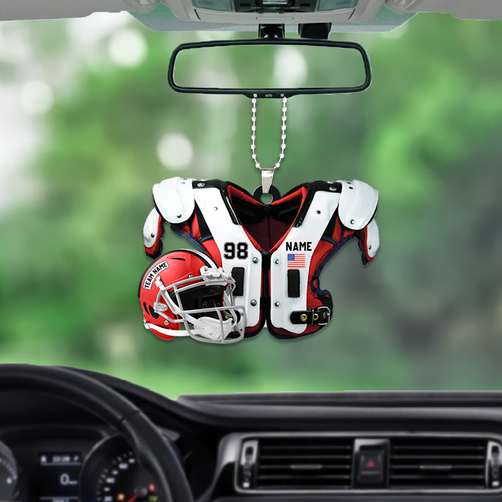 American Football Shoulder Pads Helmet Car Ornament