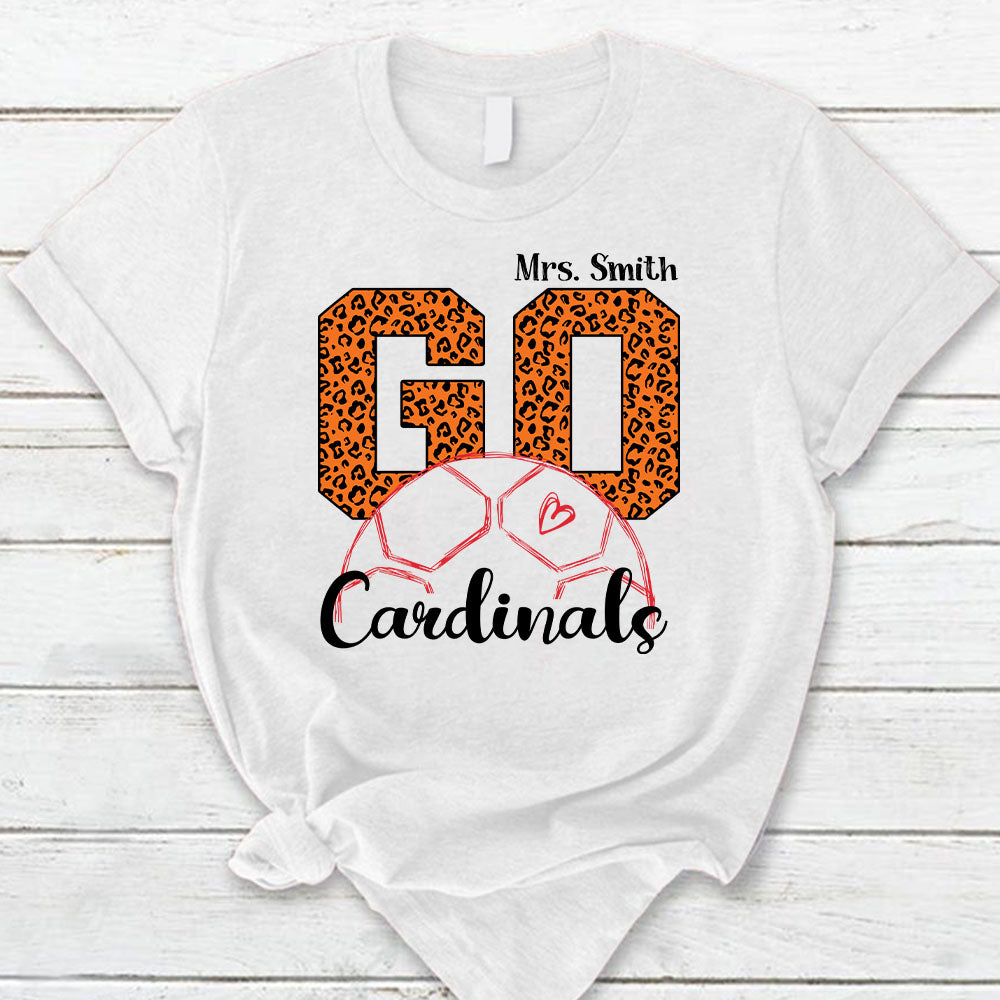 Personalized Go Cardinals Mascot Leopard Custom Sport Teacher T-Shirt