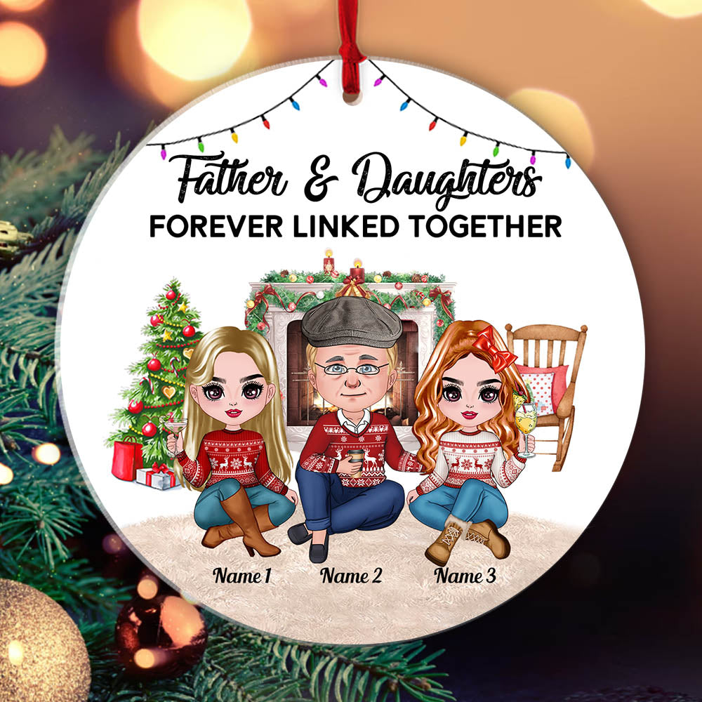 Father and Daughter Forever Linked Together Personalized Ornament Gifts For Family
