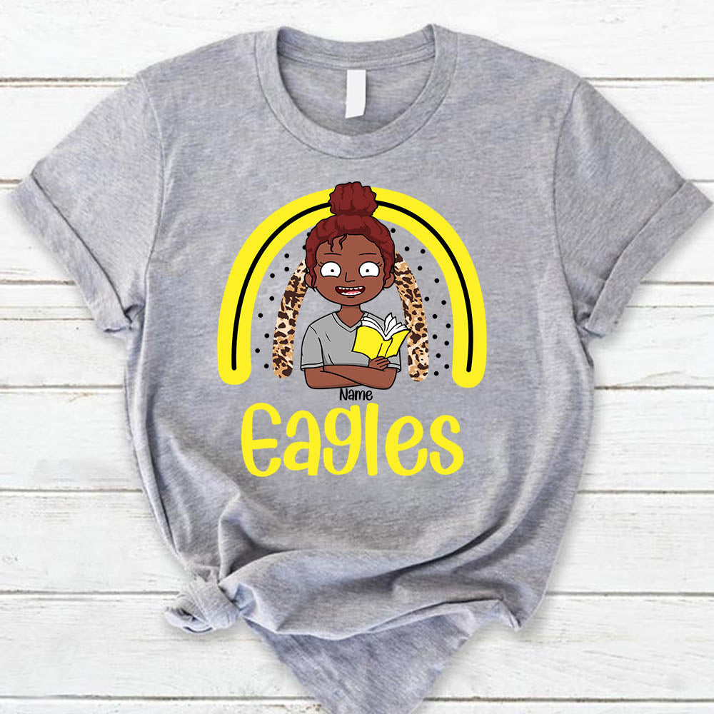 Personalized Eagles Mascot Rainbow T - Shirt Back To School